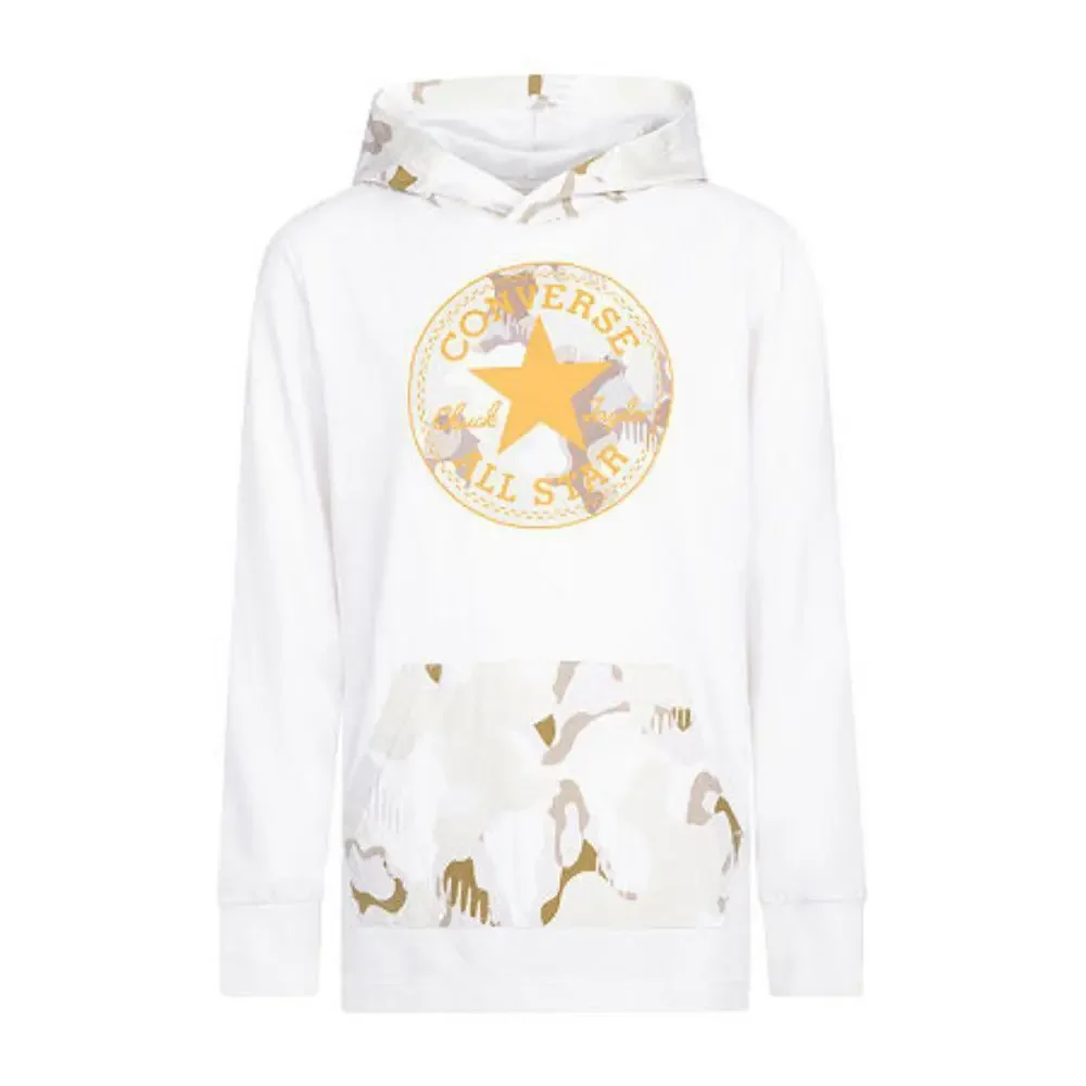 Converse Hoodie Boys White Jersey Long Sleeve Kangaroo Pocket Pullover GBO1377
